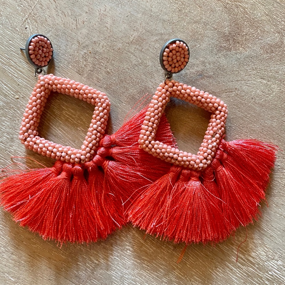 Cute festive earrings - coral